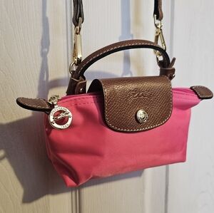 Longchamp Le Pliage Mini Pink Nylon Crossbody Bag